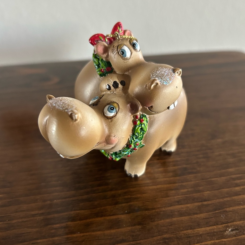 Adorable Hippos with Holiday Accent ornament